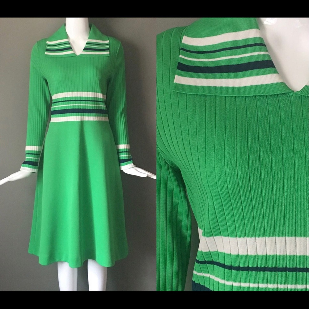 60’s 70’s Vintage Green Mod Dress